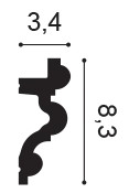 Технически чертеж на таванен корниз ORAC C324 с размери на сечението