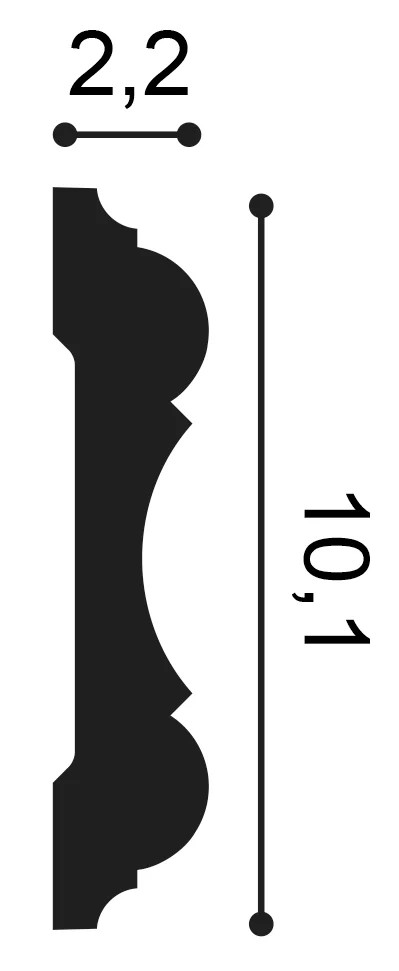 Технически чертеж ORAC P8040F – 200 × 10,1 × 2,2 см