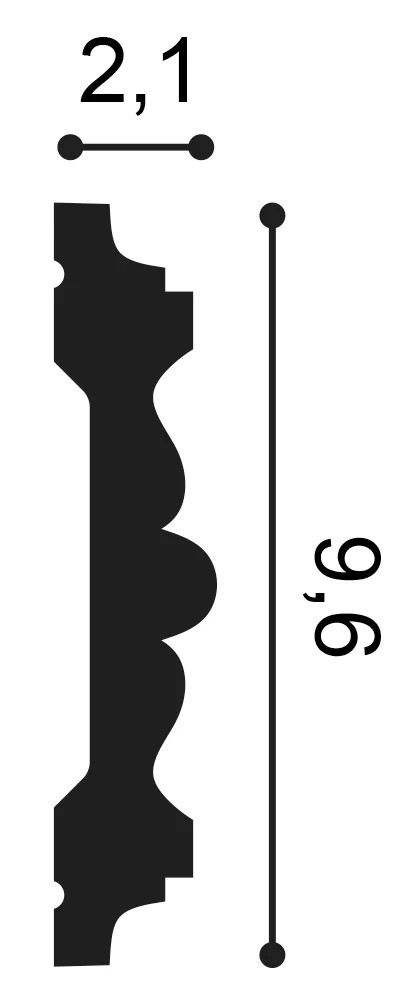 Технически чертеж ORAC P9020 – 200 × 9,6 × 2,1 см