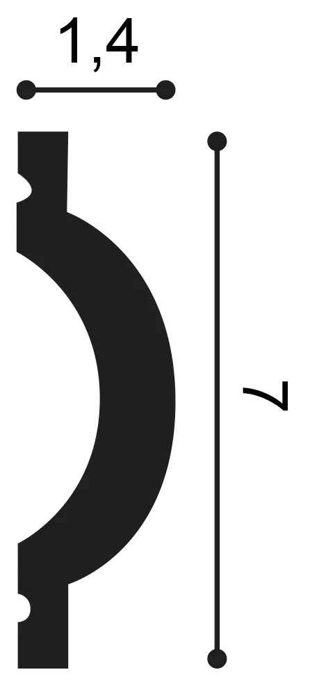 ехнически чертеж ORAC P9901 – 200 × 7 × 1,4 см