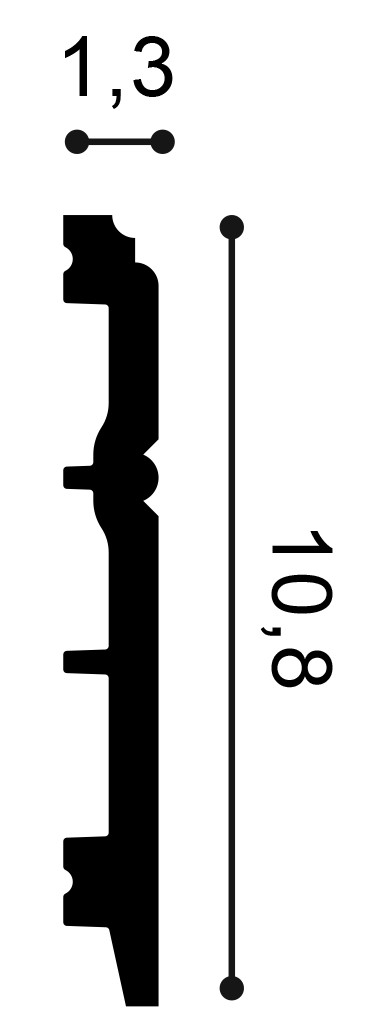 Технически чертеж ORAC SX105 – размери 200 × 10,8 × 1,3 см