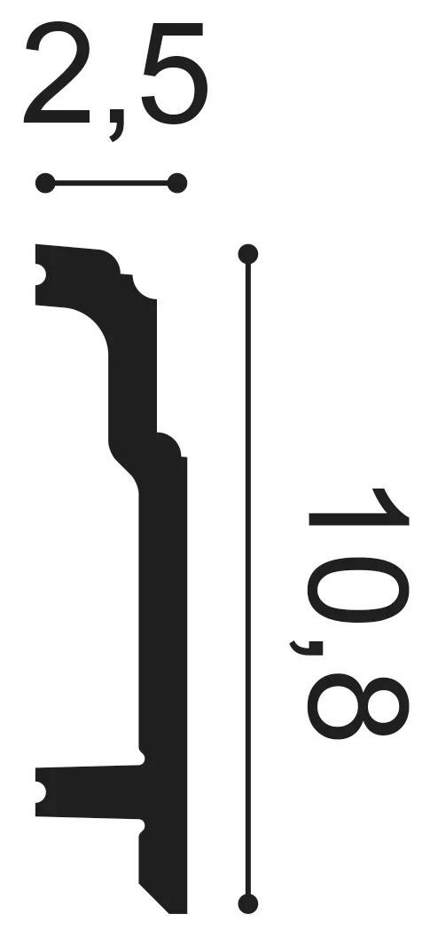 Технически чертеж ORAC SX155 – размери 200 × 10,8 × 2,5 см