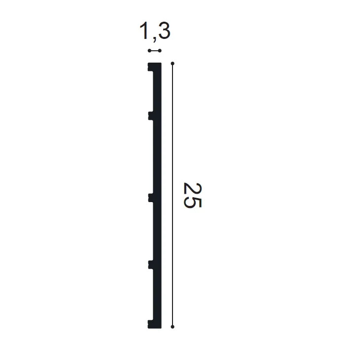 Технически чертеж ORAC SX207 SQUARE – размери 200 × 25 × 1,3 см