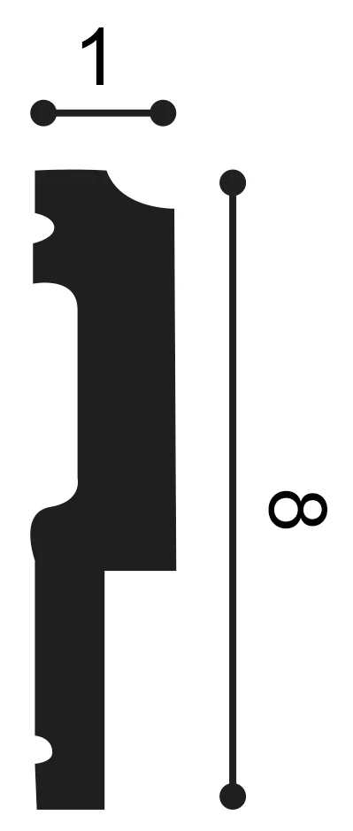 Технически чертеж ORAC P9900F – 200 × 8 × 1 см