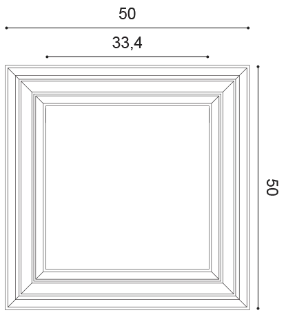 Технически чертеж ORAC W121 AUTOIRE – 50 × 50 × 3,2 см